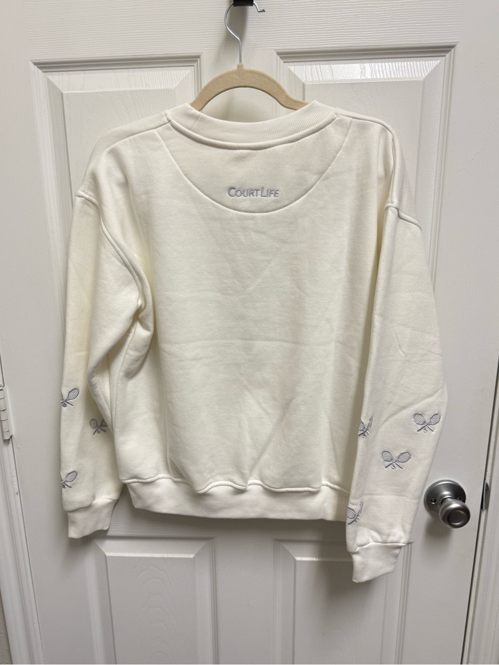 Court Life White Tennis Racket Sweater - Picture 9 of 10